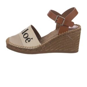 Chloe Tan and Cream Espadrille Wedges size 40